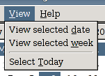 The View menu in the calendar window.